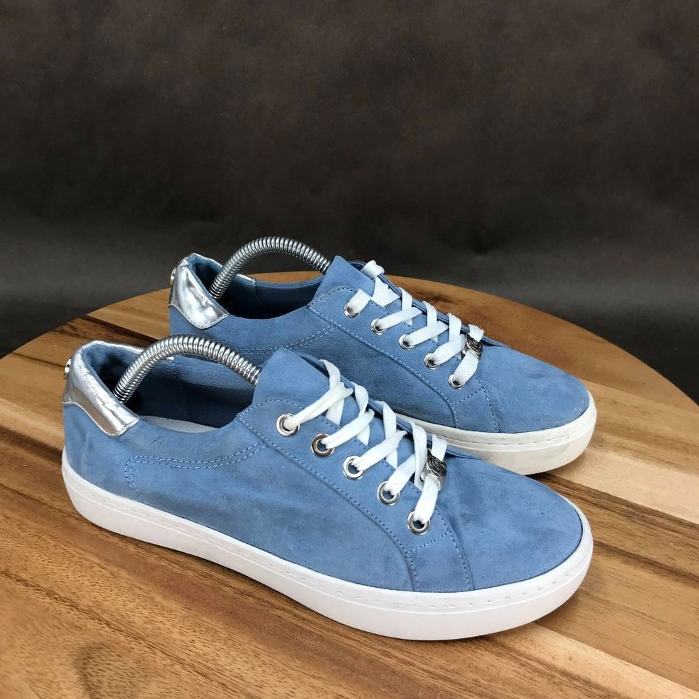 Liz Claiborne Blue Faux Leather Lace Up Sneakers Low Top Shoes Womens Size 6